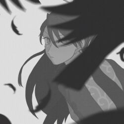 1girl ace_attorney ace_attorney_investigations bad_id bad_pixiv_id highres kay_faraday long_hair looking_at_viewer monochrome solo solo_focus