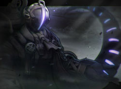 1boy bondrewd coat commentary_request ascot gloves glowing machinery made_in_abyss male_focus mask pikkar tail upper_body whistle