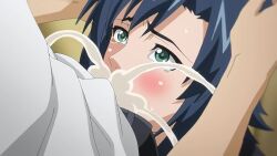 10s 1boy 1girl 2015 animated blue_hair blush censored clothed_sex collared_shirt cum cum_in_mouth cum_overflow deepthroat english_text fellatio formal_clothes genkaku_cool_na_sensei_ga_aheboteochi! green_eyes hand_on_another&#039;s_head hetero indoors interior irrumatio jacket kazama_rin kimishima_souma lips lipstick long_sleeves makeup necktie on_toilet oral pantyhose penis pumping shirt short_hair sitting skirt solo_focus sound subtitled sweat tagme teacher teacher_and_student tears video