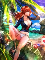 1girl artist_request bikini breasts character_request large_breasts navel red_hair swimsuit tagme