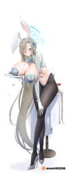 1girl absurdres alcohol animal_ears asumi03330 asuna_(blue_archive) bent_over black_pantyhose blue_archive blue_eyes blue_halo blue_ribbon blush breast_rest breasts carried_breast_rest carrying clenched_teeth covered_erect_nipples cup dice drinking_glass fake_animal_ears fake_tail gloves grey_footwear grin hair_ribbon halo heart_pasties high_heels highres huge_breasts leaning_on_object light_brown_hair long_hair looking_at_viewer meme_attire navel one_eye_closed one_eye_covered pantyhose pasties rabbit_ears rabbit_tail revealing_clothes reverse_bunnysuit reverse_outfit ribbon sagging_breasts smile solo table tail teeth unaligned_breasts very_long_hair white_gloves wine wine_glass