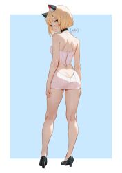 animal_ears ass ass_cutout blonde_hair butt_crack cat_ears clothing_cutout high_heels regiana_(jubi) short_hair tagme