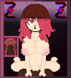 bete_noire breasts brown_hair glitchtale large_breasts medium_hair nipples nude penis pink_eyes pink_hair pixel_art pussy sex undertale zixy zixy_(artist) zixy_(artists)