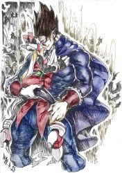 1girl android ass_grab bliss_zero_(mega_man) blonde_hair bodysuit capcom crossover demitri_maximoff full_body genderswap genderswap_(mtf) helmet long_hair m.u.g.e.n mega_man_(series) mega_man_zero_(series) midnight_bliss darkstalkers yuriyuri_(ccc) zero(z)_(mega_man) zero_(mega_man)