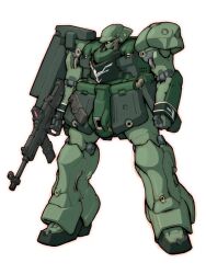 Rule 34 | assault rifle, battery, beam rifle, cable, clenched hand, commentary request, energy gun, geara doga, geara zulu, gun, gundam, gundam unicorn, holding, holding gun, holding weapon, machinery, magazine (weapon), mecha, mecha focus, mobile suit, neo zeon, no humans, one-eyed, original, red eyes, redesign, rifle, robot, roundel, science fiction, scope, shield, solo, tessaku ro, weapon, white background