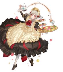 Rule 34 | 1girl, attack, fire emblem, fire emblem heroes, grey hair, highres, maid, maid headdress, nintendo, non-web source, official alternate costume, official art, pouring, red eyes, short hair, short hair with long locks, solo, veronica (fire emblem), veronica (tea party) (fire emblem)