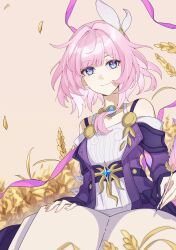 Rule 34 | 1girl, absurdres, blue eyes, book, breasts, chinese commentary, coat, commentary request, cyrene (honkai: star rail), dress, hair ornament, handaoruanci, highres, holding, holding quill, honkai: star rail, honkai (series), jewelry, looking at viewer, multicolored hair, necklace, open book, outdoors, pink hair, pink pupils, pink sky, purple coat, purple hair, quill, short hair, sky, small breasts, smile, solo, two-tone hair, wheat, wheat field, white dress, white hair