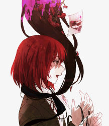 10s 2girls bad_id bad_pixiv_id black_hair blood crying danganronpa_(series) flower freckles koizumi_mahiru long_hair multiple_girls necktie okuragon open_mouth photo_(object) pink_blood red_flower red_hair satou_(danganronpa) school_uniform short_hair smile spoilers danganronpa_2:_goodbye_despair tears very_long_hair