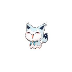 Rule 34 | = =, absurdres, animalization, aqua neckerchief, blush stickers, commentary request, gen 3 pokemon, highres, hololive, hyde (tabakko), neckerchief, nintendo, no humans, open mouth, pokemon, pokemon (creature), pokemon focus, shirakami fubuki, simple background, skitty, virtual youtuber, white background