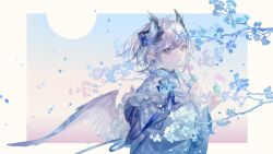 Rule 34 | 1girl, absurdres, aoi neno, blue eyes, blue kimono, blue theme, branch, dango, feathered wings, food, head wings, highres, holding, holding food, indie virtual youtuber, japanese clothes, kimono, layered kimono, long sleeves, looking at viewer, sanshoku dango, short hair, solo, upper body, virtual youtuber, wagashi, white hair, wide sleeves, wings, yoggi (stretchmen)