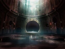 Rule 34 | artist request, day, game cg, indoors, industrial, industrial pipe, light rays, magia record: mahou shoujo madoka magica gaiden, mahou shoujo madoka magica, no humans, official art, puddle, reflective floor, scenery, sewer, sunlight, tunnel