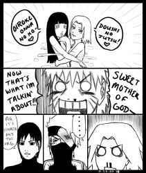 dishxnxmatoes gender_request genderswap haruno_sakura hatake_kakashi hyuuga_hinata monochrome naruto_(series) naruto_shippuuden sai sexy_no_jutsu uzumaki_naruto