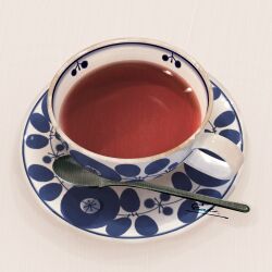 absurdres black_tea commentary_request cup drink food food_focus highres ito_(user_snhu2323) no_humans original saucer signature spoon still_life tea teacup