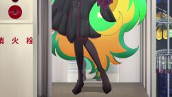 3girls :3 alternate_costume animated anime_screenshot black_dress black_hat blonde_hair blue_hair blush breasts collarbone cthulhu_(necronomico_no_cosmic_horror_show) dress earrings eldritch_abomination frilled_dress frills gradient_hair green_hair hair_ribbon hat highres jacket jewelry kagurazaka_kanna kurono_miko_(necronomico_no_cosmic_horror_show) large_breasts long_hair long_sleeves mayusaka_mayu multicolored_hair multiple_girls necronomico_no_cosmic_horror_show one_eye_closed open_mouth pink_dress pink_ribbon possessed possession red_eyes red_hair ribbon short_hair smile sound tagme very_long_hair video wink