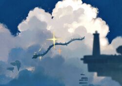 Rule 34 | amaya aqiao, cloud, cloudy sky, commentary, cumulonimbus cloud, dragon, flying, highres, light dragon (zelda), nintendo, no humans, outdoors, sky, sparkle, the legend of zelda, the legend of zelda: tears of the kingdom