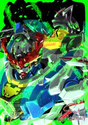 Rule 34 | funnels (gundam), gfred, glowing, glowing eyes, gquuuuuux, green eyes, gundam, gundam gquuuuuux, looking at viewer, mecha, mecha focus, mobile suit, no humans, robot, science fiction, thrusters, v-fin, zeon, zzz sakaz