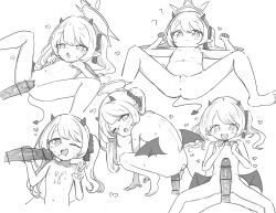 1boy 1girl after_fellatio anus bar_censor blue_archive censored closed_mouth completely_nude erection flat_chest greyscale halo heart heart-shaped_pupils hetero highres horns ibuki_(blue_archive) loli long_hair lying missionary monochrome multiple_views nipples nude on_back one_eye_closed open_mouth penis penis_on_stomach pointy_ears pussy sex smile solo_focus squatting symbol-shaped_pupils tail ugggge3 v vaginal white_background wings