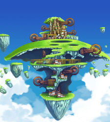 Rule 34 | artist request, building, check artist, cloud, floating island, grass, house, little tail bronx, no humans, official art, scenery, sky, solatorobo, tanimeso, third-party source, town, tree, wheel