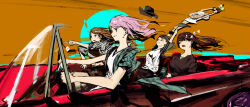 Rule 34 | 5girls, absurdres, bang dream!, bang dream! it&#039;s mygo!!!!!, black shirt, brown hair, chihaya anon, closed eyes, commentary, driving, english commentary, highres, kaname raana, lemtun, long hair, midriff, multiple girls, mygo!!!!! (bang dream!), nagasaki soyo, navel, pink hair, raana the cat, shiina taki, shirt, sleeping, takamatsu tomori, white shirt, zzz