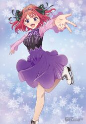 Rule 34 | 1girl, dress, figure skating, go-toubun no hanayome, highres, nakano nino, open mouth, purple dress