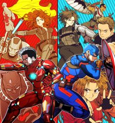 ant-man bad_id bad_pixiv_id black_hair black_panther_(marvel) black_widow boots breasts captain_america captain_america:_civil_war captain_america_(series) captain_america_civil_war clenched_teeth clint_barton fingerless_gloves gloves hawkeye_(marvel) iron_man bucky_barnes jungyun99 marvel marvel_cinematic_universe natasha_romanoff parted_lips sam_wilson scarlet_witch scott_lang shield short_hair steve_rogers superhero_costume t&#039;challa teeth the_falcon tony_stark vision_(marvel) wanda_maximoff war_machine winter_soldier