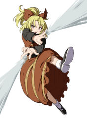 1girl black_bow bow brown_dress brown_eyes dress full_body hair_bow highres inuno_rakugaki kurodani_yamame looking_at_viewer short_hair silk simple_background solo spider_web touhou white_background