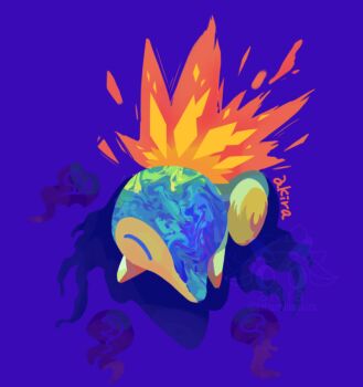 Rule 34 | akira (akira art poke), animal focus, closed eyes, closed mouth, cyndaquil, fire, full body, gen 2 pokemon, hisuian typhlosion, nintendo, no humans, pokemon, pokemon (creature), pokemon focus, silhouette, simple background, solo