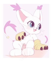 1boy 1girl :3 animal_ears animal_feet animal_nose arm_support barefoot blue_eyes blush body_fur border breath cat_ears cat_girl cat_tail claws clitoral_hood cum cum_in_pussy digimon digimon_(creature) erection fang flat_chest flat_color fur-tipped_tail furry furry_female furry_with_non-furry girl_on_top gloves hand_up happy_sex hetero interspecies kekitopu leaning_back loli looking_at_another looking_back nipples nude open_mouth outside_border paw_gloves penis purple_background pussy raised_eyebrows sex simple_background smile stomach_bulge striped_tail sweat tail tail_ornament tail_ring tailmon uncensored vaginal whiskers white_border white_fur x-ray yellow_gloves