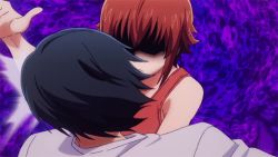 10s 1boy 1girl animated animated_gif brown_eyes brown_hair grand_blue kitahara_iori kotegawa_chisa lowres screencap slapping