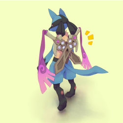 10s bad_id bad_pixiv_id creatures_(company) doublade furry game_freak gen_4_pokemon gen_6_pokemon highres lucario nintendo pokemon pokemon_(creature) pokemon_xy seika sword weapon