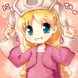 1girl bad_id bad_pixiv_id blonde_hair blue_eyes collarbone female_focus final_fantasy final_fantasy_tactics grin hat long_hair mizuno_mumomo no_nose orator_(fft) robe smile solo tassel