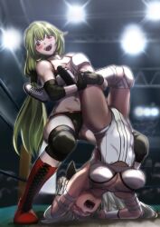 Rule 34 | 2girls, aoba (smartbeat), catfight, multiple girls, navel, tagme, wrestling, wrestling ring