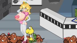 1girl animated ass blonde_hair blue_eyes_(manga) breasts flash flash_game goomba huge_breasts ivan-aedler koopa_troopa mario_(series) nintendo nipples penis pregnant princess_peach pussy super_mario_bros._1 text_focus uncensored video