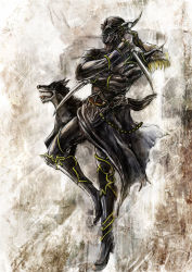 1990s_(style) 1boy bccp dog final_fantasy final_fantasy_vi interceptor male_focus ninja shadow_(ff6) weapon