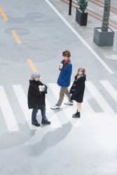 Rule 34 | amanokawa hiro, amanokawa hiro (cosplay), brown hair, coat, cosplay, cosplay photo, digimon, digimon ghost game, higashimitarai kiyoshiro, higashimitarai kiyoshiro (cosplay), highres, long hair, nochino, pants, photo (medium), scarf, short hair, tsukiyono ruli, tsukiyono ruli (cosplay), white hair, winter clothes