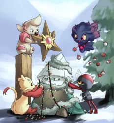 creatures_(company) game_freak gen_1_pokemon gen_2_pokemon gen_4_pokemon gen_5_pokemon highres mienfoo misdreavus nintendo no_humans pawniard pokemon pokemon_(creature) snover staryu timburr