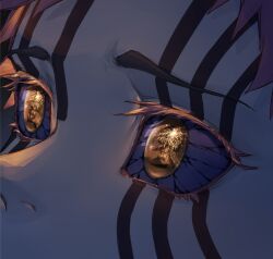 1boy aerial_fireworks akaza_(kimetsu_no_yaiba) arsh_(thestarwish) blue_sclera close-up colored_eyelashes colored_sclera eye_focus eye_reflection eyelashes facial_mark facial_tattoo fireworks highres kimetsu_no_yaiba looking_away male_focus pink_hair reflection short_hair solo tattoo text_in_eyes veins yellow_eyes