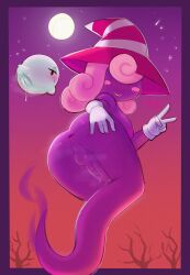 1futa 1girl anus ass boo_(mario) breasts ccruelangel erection futa_without_pussy futanari ghost gloves hat long_hair mario_(series) nintendo paper_mario paper_mario:_the_thousand_year_door penis pink_hair presenting pussy testicles vivian_(paper_mario) witch_hat
