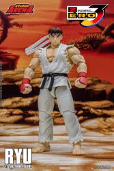 Rule 34 | 1boy, action figure, bare shoulders, barefoot, martial arts belt, photo (medium), ryu (street fighter), storm arena, storm collectibles, street fighter, street fighter zero (series)