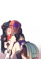 2girls absurdres alternate_hairstyle animal_ears animal_hands apron aqua_flower armlet artist_name artist_request back_bow bare_legs bare_shoulders black_hair black_legwear black_skirt blue_hair blush bow bowtie braid braided_bun breasts bun_cover china_dress chinese-styled_maid&#039;s_passionate_welcome_(love_live!) chinese_clothes cleavage cleavage_cutout closed_eyes clothing_cutout dark_blue_hair detached_collar double_bun dress earrings exciting_animal_(love_live!) female_focus floral_print flower flower_knot flower_print frilled_dress frills gloves hair_bow hair_bun hair_ornament hair_ribbon hairclip hand_on_arm heart highres jewelry kiss long_hair looking_at_viewer love_live! love_live!_nijigasaki_high_school_idol_club love_live!_school_idol_festival love_live!_school_idol_festival_all_stars miniskirt multiple_girls navel nose orange_hair panda_ears parted_lips paw_gloves plaid_clothes plaid_dress plaid_skirt pleated pleated_dress pleated_skirt pom_pom_(clothes) ponytail puffy_short_sleeves puffy_sleeves purple_detached_collar purple_dress purple_ribbon purple_wrist_cuffs red_bow red_hair ribbon short_hair short_sleeves side_ponytail skirt smile sweatdrop tassel tassel_earrings twin_braids uehara_ayumu waist_apron white_apron white_background white_bow white_dress white_ribbon white_skirt wrist_cuffs yuki_setsuna yuri