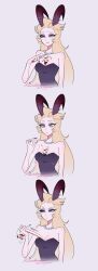 1boy 1girl animalization breasts couple demon demon_boy demon_girl demon_horns dress hazbin_hotel highres horns husband_and_wife k500yen large_breasts lilith_(hazbin_hotel) long_hair lucifer_morningstar_(hazbin_hotel) person_and_animalization snake very_long_hair