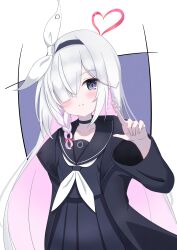Rule 34 | 1girl, absurdres, black choker, black coat, black hairband, black sailor collar, black serafuku, black shirt, black skirt, blue archive, blue background, blush, bow, braided sidelock, choker, coat, collarbone, colored inner hair, commentary request, cowboy shot, grey eyes, hair bow, hair over one eye, hairband, halo, highres, long sleeves, looking at viewer, multicolored hair, neckerchief, open clothes, open coat, pink hair, plana (blue archive), pleated skirt, reaching, reaching towards viewer, red halo, sailor collar, school uniform, serafuku, shirt, sidelocks, skirt, smile, solo, standing, vtitalianlion46, white background, white bow, white hair, white neckerchief