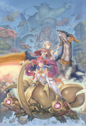 00s 1boy 1girl :o aqua_eyes arm_cannon arm_support arm_up armband bandeau beetle belt blue_eyes blue_sailor_collar blue_skirt bow bowtie breasts brooch brown_eyes bug cave_(developer) character_request child claws cloud colored_sclera colored_skin crown dinosaur dragon earrings elbow_gloves fat final_fantasy final_fantasy_xii flying frown gloves glowing gradient_hair green_eyes green_skin grin haccan hair_bow headdress highres hirow hirow_(mushihime-sama) holding horns impossible_clothes impossible_shirt insect jewelry kiniro kiniro_(mushihime-sama) large_breasts larsa larsa_(mushihime-sama) larsa_ferrinas_solidor leaning_forward long_hair looking_at_viewer midriff multicolored_hair mushihime-sama mushihime-sama_futari necklace no_bra official_art open_mouth orange_hair outdoors palm palm_(mushihime-sama) pleated_skirt purple_hair reco red_sclera rhinoceros_beetle riding ring sailor_collar shirt shoes sideboob silver_hair sitting skirt sky smile staff teeth thighhighs twintails very_long_hair weapon white_gloves white_thighhighs wing_brooch wings wristband
