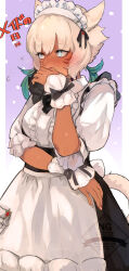 1girl animal_ears aomushi_komushi archon_mark blush cat_ears cat_girl cat_tail dark-skinned_female dark_skin facial_mark feather_hair_ornament feathers final_fantasy final_fantasy_xiv frilled_wrist_cuffs frills grey_eyes hair_ornament maid maid_day maid_headdress miqo&#039;te neck_tattoo short_hair solo tail tattoo whisker_markings white_hair wrist_cuffs y&#039;shtola_rhul