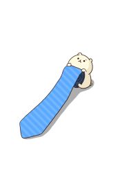 Rule 34 | :o, animal focus, anime coloring, bear, black eyes, blue necktie, chiisanpo62, commentary request, holding necktie, necktie, no humans, original, oversized object, polar bear, shadow, simple background, solid circle eyes, striped necktie, unworn necktie, white background