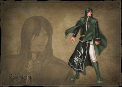 1boy black_hair facial_mark fire_emblem fire_emblem:_path_of_radiance full_body gradient_background laguz_(race) long_hair male_focus nintendo official_art rajaion_(fire_emblem) red_eyes solo