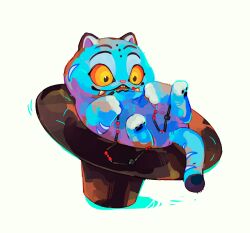 1other animal black_hat derpy_(kpop_demon_hunters) fangs hat highres korean_traditional_hat kpop_demon_hunters seafoodbf simple_background tiger white_background yellow_eyes