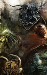 1990s_(style) armor barbariccia bccp cagnazzo cape final_fantasy final_fantasy_iv golbez helmet highres horns long_hair retro_artstyle rubicante scarmiglione square_enix teeth