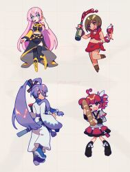 Rule 34 | 1boy, 3girls, absurdres, ahoge, alcohol, black boots, black sleeve cuffs, black sleeves, blue eyes, blue shoes, blush, boots, bottle, bow, brown hair, brown shoes, commentary, commentary request, cropped shirt, cup, detached sleeves, drill hair, drinking glass, english commentary, fingernails, flat chest, food, from behind, full body, grey jacket, grey skirt, grin, hair bow, hair ribbon, heart, heart ahoge, high-low skirt, highres, holding, holding bottle, holding cup, holding food, jacket, kamui gakupo, kasane teto, kasane teto (sv), knee boots, kneehighs, lace-up boots, layered skirt, layered sleeves, long hair, long skirt, long sleeves, looking back, megurine luka, meiko (vocaloid), microphone, miniskirt, multiple girls, navel, one eye closed, open mouth, pants, pink hair, ponytail, purple eyes, raluraluze, red eyes, red hair, red nails, red skirt, red trim, ribbon, scabbard, sheath, shirt, shoes, short hair, simple background, single detached sleeve, skirt, skirt set, sleeveless, sleeveless shirt, smile, socks, synthesizer v, twin drills, utau, vocaloid, white bow, white pants, white ribbon, white shirt, wine, wine bottle, wine glass, yellow boots
