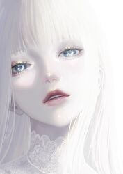 1girl 2024 aoi_machi highres long_hair looking_at_viewer open_mouth original pale_skin pink_lips solo white_background white_hair